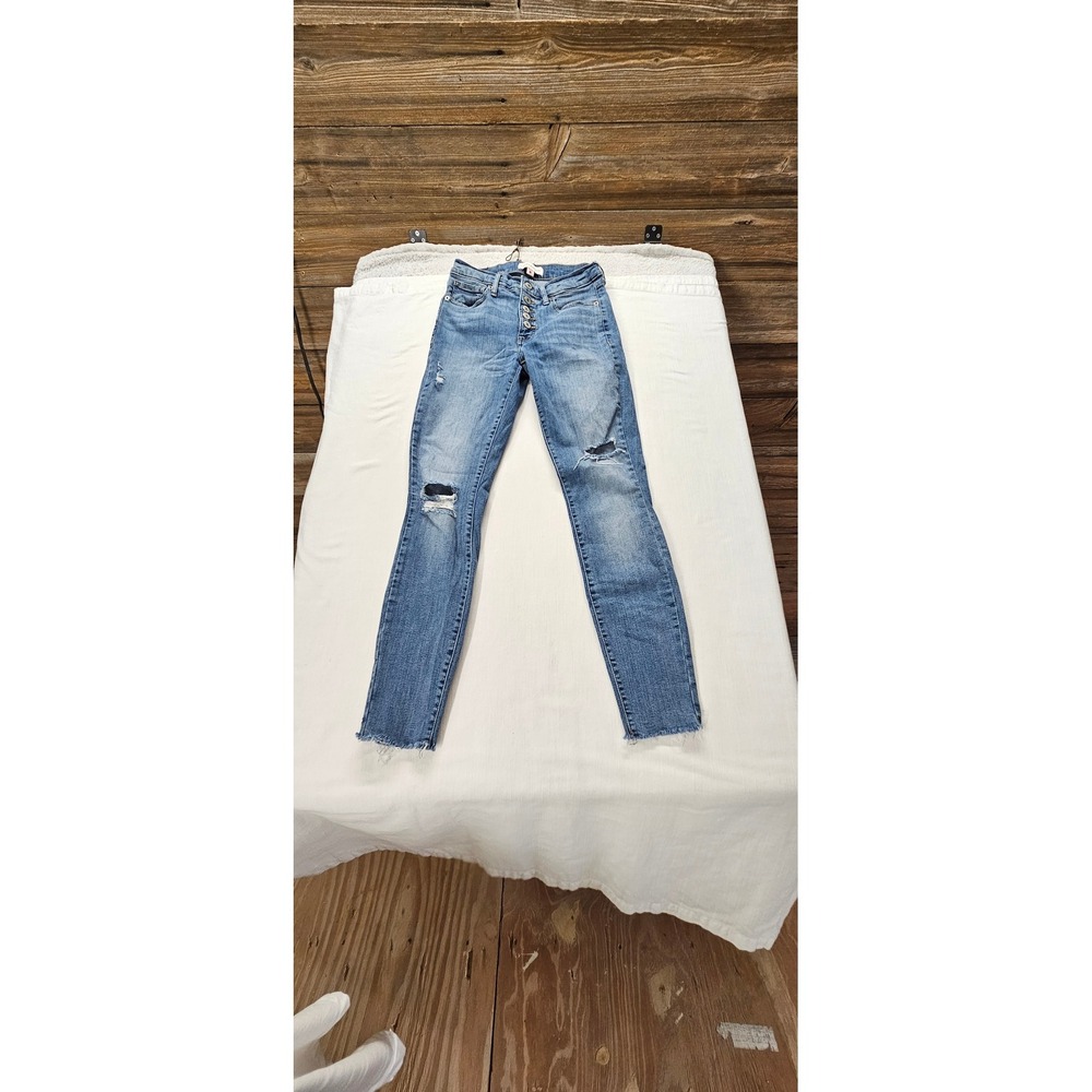 Lucky Brand 10 High-Rise Skinny Jeans Button Fly Distressed Blue Denim Size 2/26
